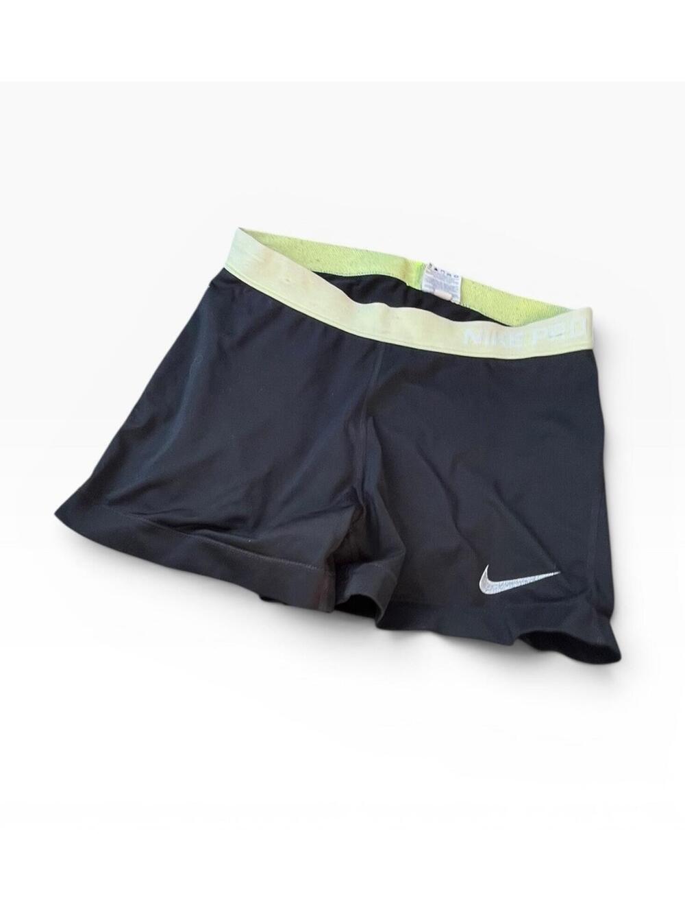Nike Dri Fit Womens Compression Shorts Black Neon Lime Training Volleyball